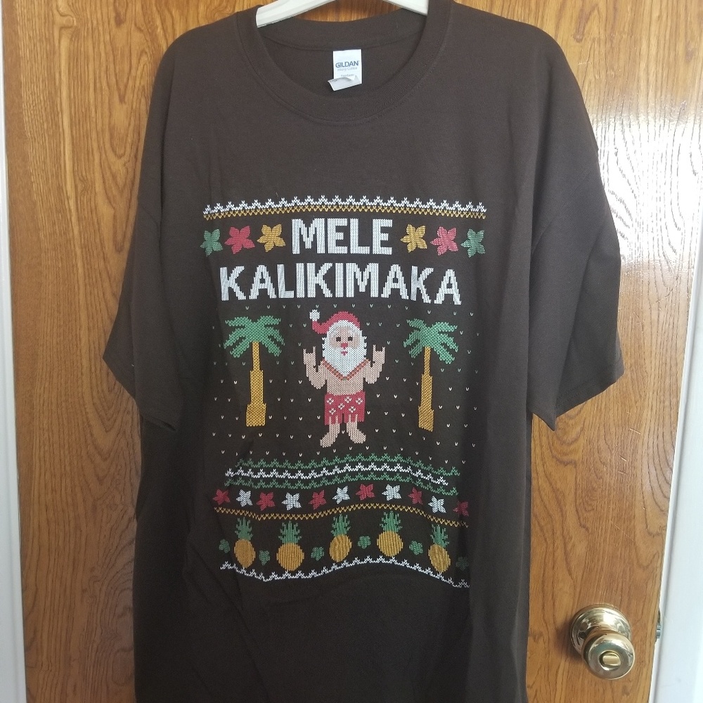 Mele kalikimaka brown ugly sweater t shirt xl